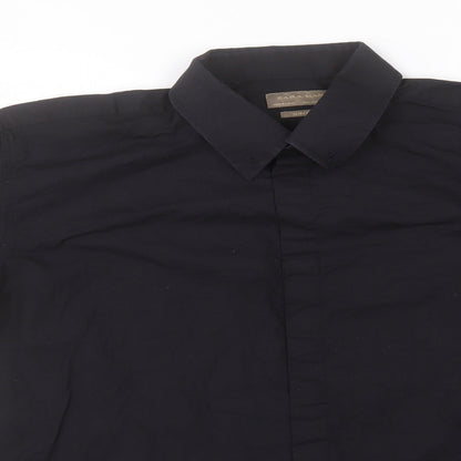 Womens UK Size  Zara Black Basic Button-Up