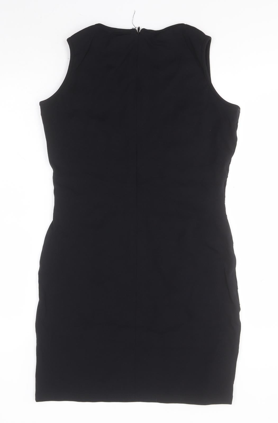 IMAGES Womens Black  Nylon Pencil Dress  Size 14  Round Neck