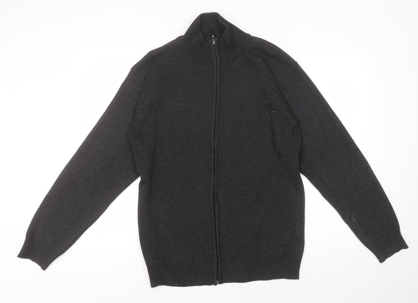 Foglie Rosse Womens Grey Crew Neck  Acrylic Full Zip Jumper Size 2XL