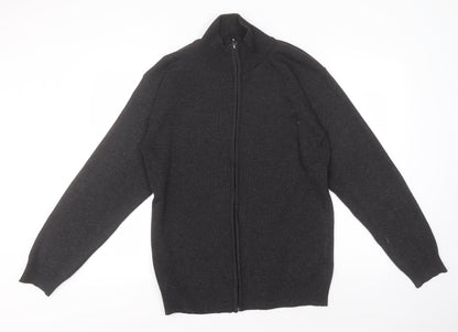 Foglie Rosse Womens Grey Crew Neck  Acrylic Full Zip Jumper Size 2XL