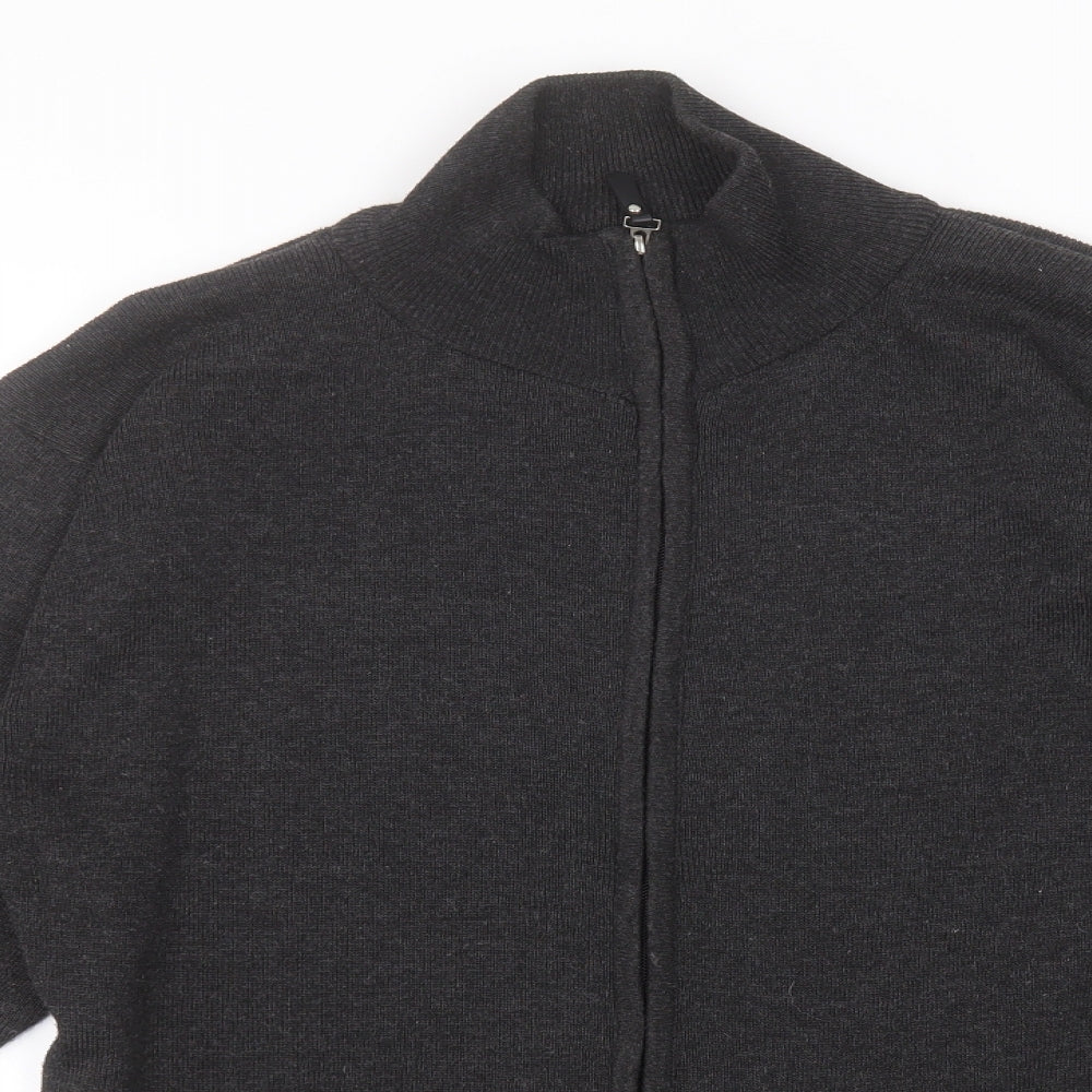 Foglie Rosse Womens Grey Crew Neck  Acrylic Full Zip Jumper Size 2XL
