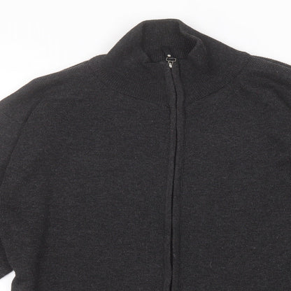 Foglie Rosse Womens Grey Crew Neck  Acrylic Full Zip Jumper Size 2XL