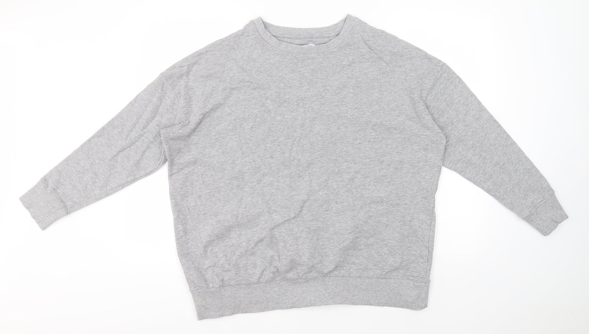 Additional front view of Capsual women’s grey round neck cotton jumper, size UK 18