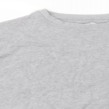 Close-up detail of Capsual women’s grey round neck cotton jumper, size UK 18
