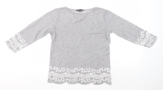 Love Knitwear Womens Grey Round Neck  Viscose Pullover Jumper Size 10