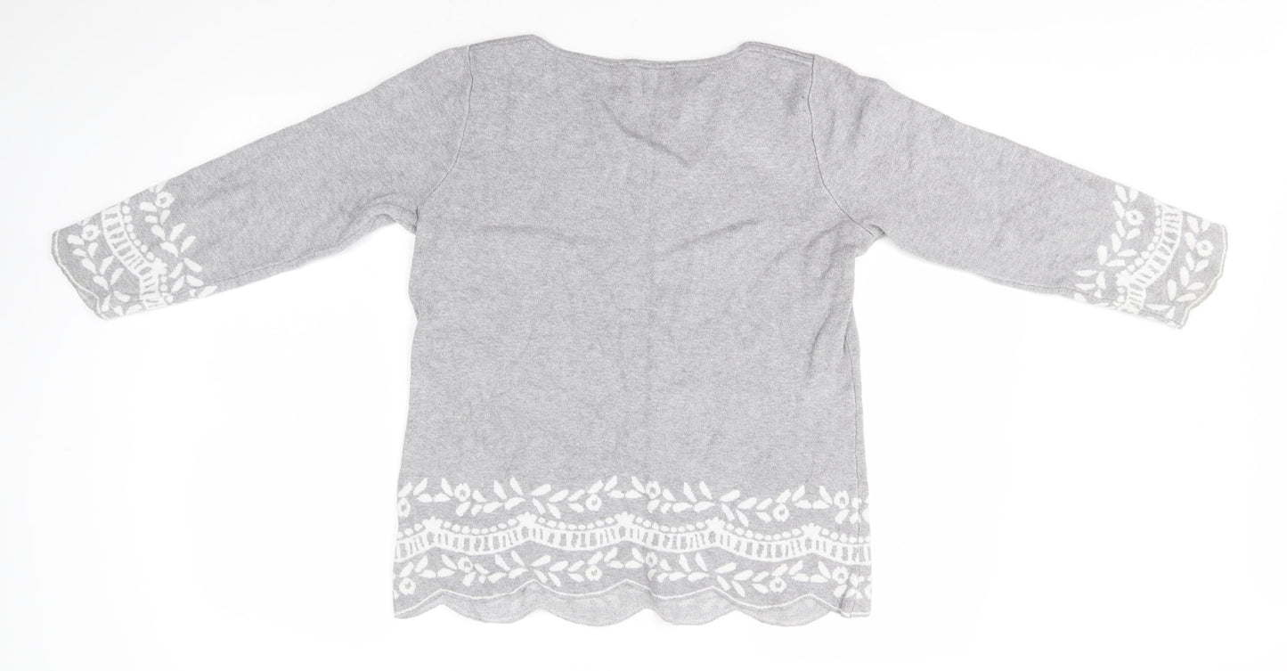 Womens UK Size 10 Love Knitwear Grey Pullover Jumper