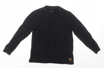 Additional front view of Next boys’ black round neck cotton jumper, size 8, years
