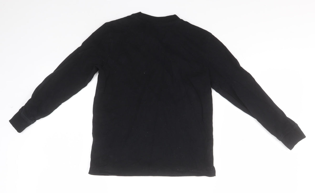 Back view of Next boys’ black round neck cotton jumper, size 8, years