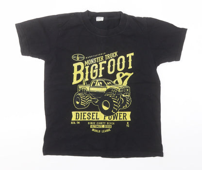Gildan Boys Black  Cotton Basic T-Shirt Size M Round Neck  - Monster Truck