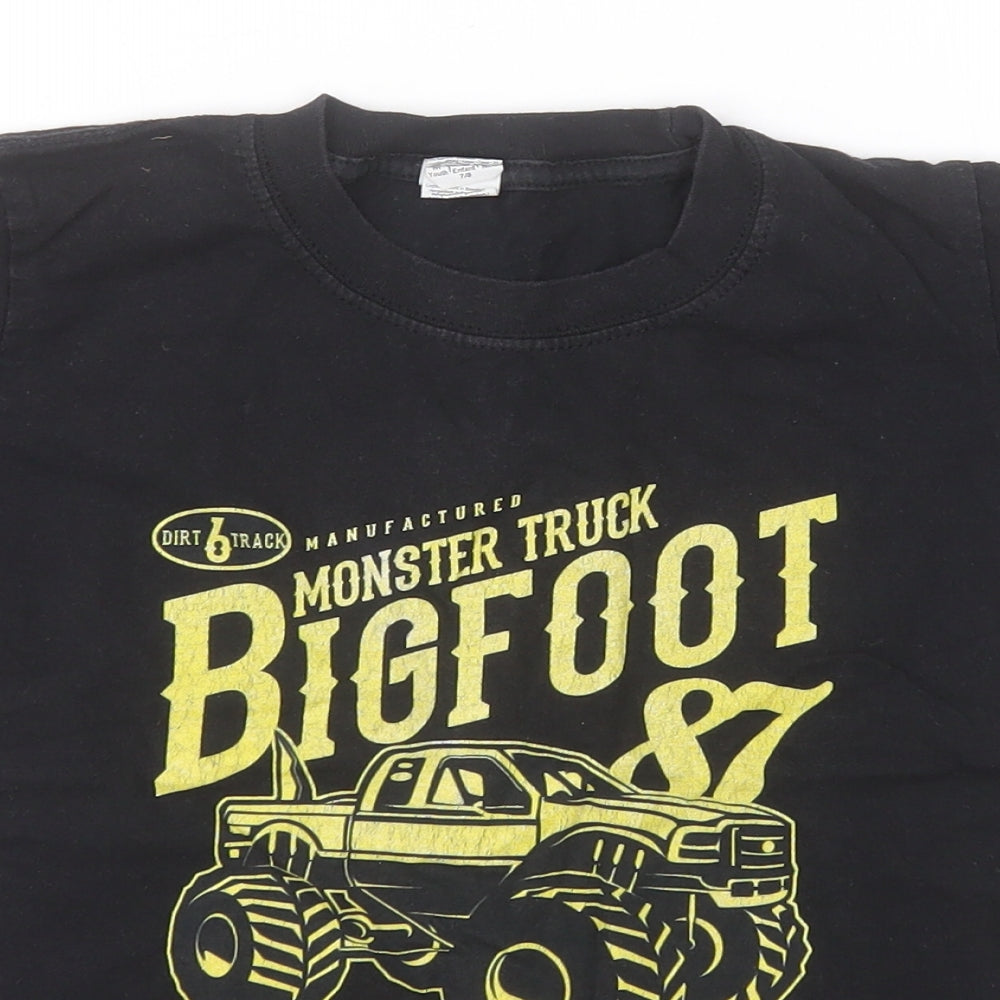 Gildan Boys Black  Cotton Basic T-Shirt Size M Round Neck  - Monster Truck