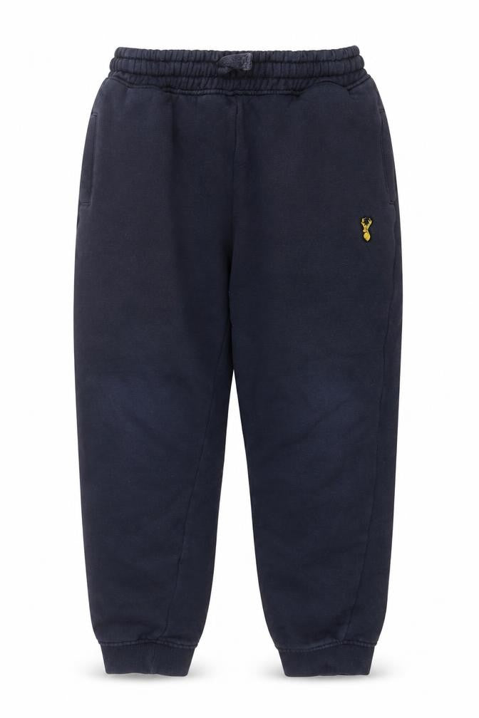 Front view of Next boys’ blue cotton sweatpants, size 9, months slim