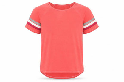 Front view of Preworn boys’ red cotton basic t-shirt, size M, round neck