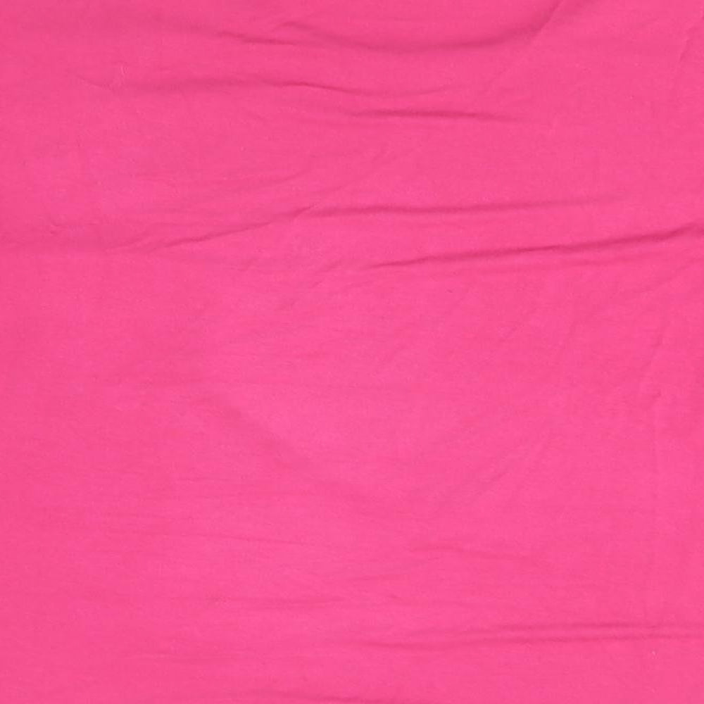 Brand and care label for Roseanna women’s pink geometric polyester basic t-shirt, size 2XL, round neck