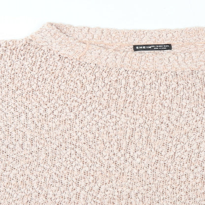 SheIn Womens Pink Round Neck  Polyester Pullover Jumper Size L