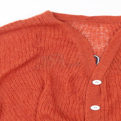 SheIn Womens Orange Round Neck  Acrylic Cardigan Jumper Size XL   - Baby Girl