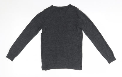 Primark Womens Grey Round Neck  Acrylic Pullover Jumper Size 8