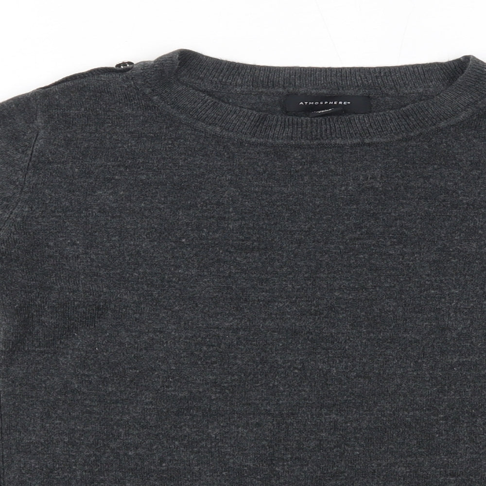 Primark Womens Grey Round Neck  Acrylic Pullover Jumper Size 8