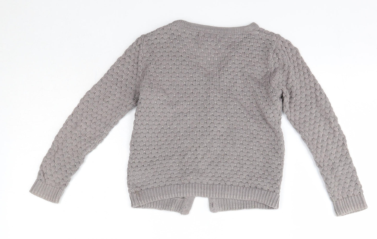 Shrinking Violet Girls Grey Round Neck  Cotton Cardigan Jumper Size 3 Years