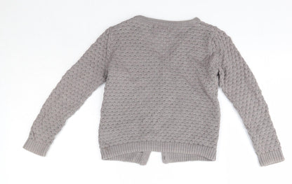 Shrinking Violet Girls Grey Round Neck  Cotton Cardigan Jumper Size 3 Years