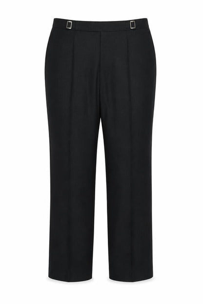 Front view of Marks & Spencer women’s black polyester dress pants trousers, size UK 14, 27-inch leg regular