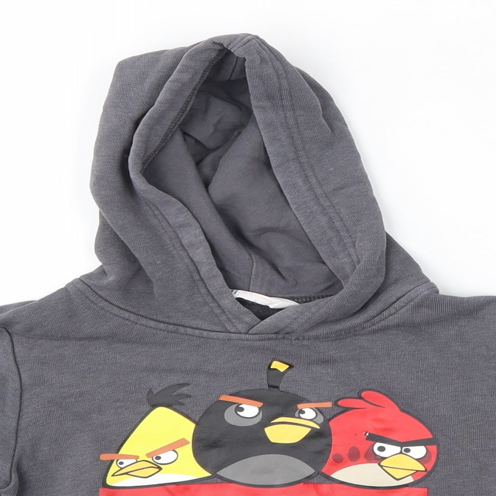 H&M Girls Grey  Cotton Pullover Hoodie Size 3-4 Years   - Angry Birds