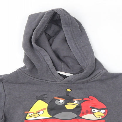 H&M Girls Grey  Cotton Pullover Hoodie Size 3-4 Years   - Angry Birds