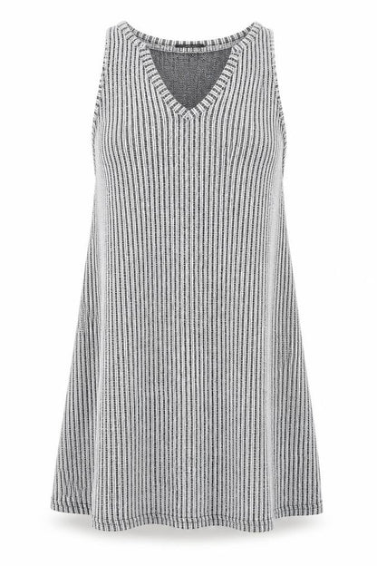 Primark Womens Grey Striped Polyester Mini  Size 8  Round Neck