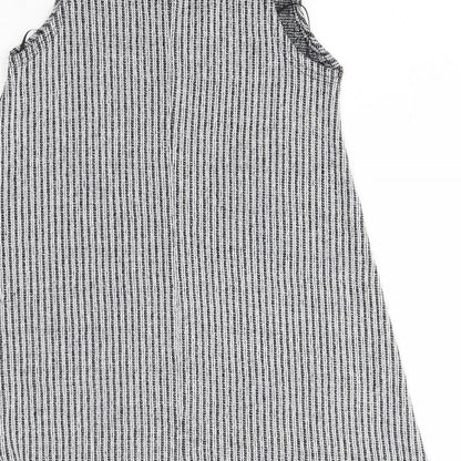 Primark Womens Grey Striped Polyester Mini  Size 8  Round Neck