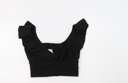 Womens UK Size 6 River Island Black Cropped Blouse