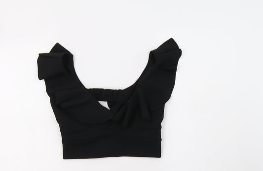 Womens UK Size 6 River Island Black Cropped Blouse