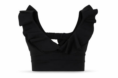 Front view of River Island women’s black cropped blouse, size UK 6, v-neck