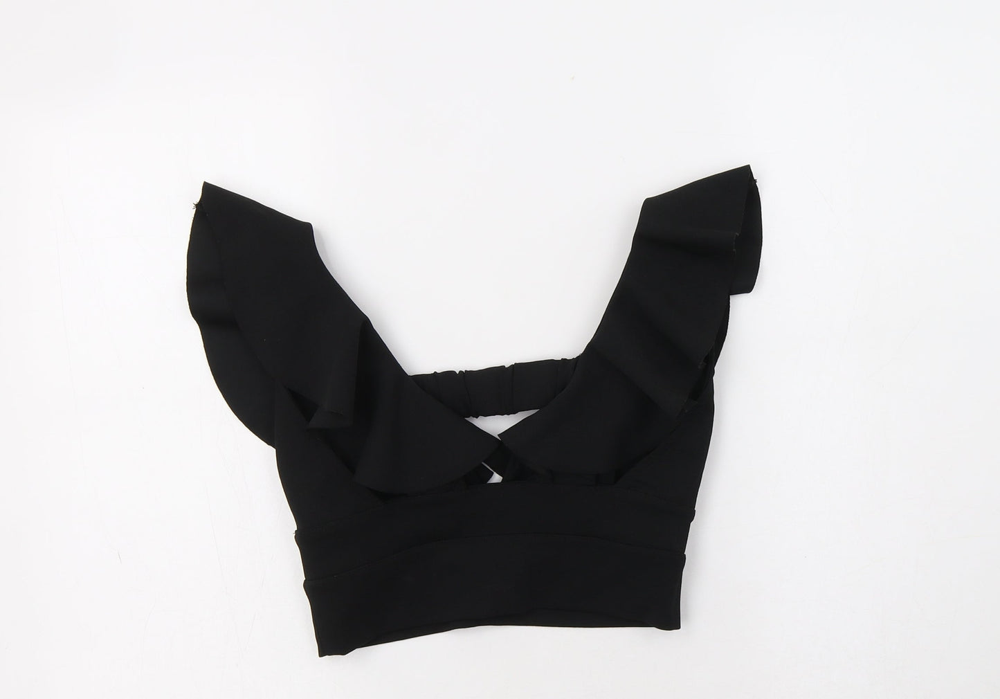 Womens UK Size 6 River Island Black Cropped Blouse