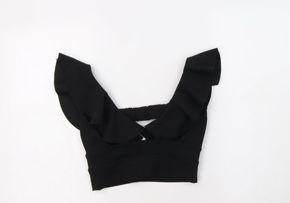 Womens UK Size 6 River Island Black Cropped Blouse