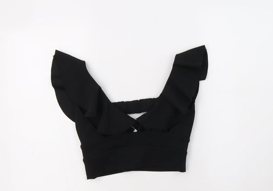Womens UK Size 6 River Island Black Cropped Blouse