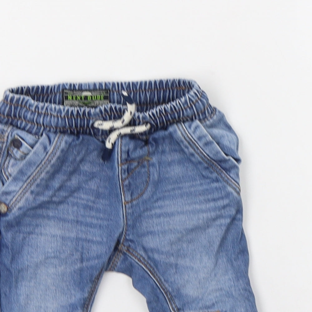 NEXT Baby Blue  Cotton Jogger Jeans Size 3-6 Months  Drawstring