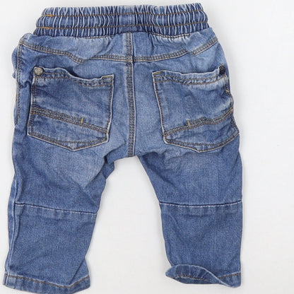 NEXT Baby Blue  Cotton Jogger Jeans Size 3-6 Months  Drawstring