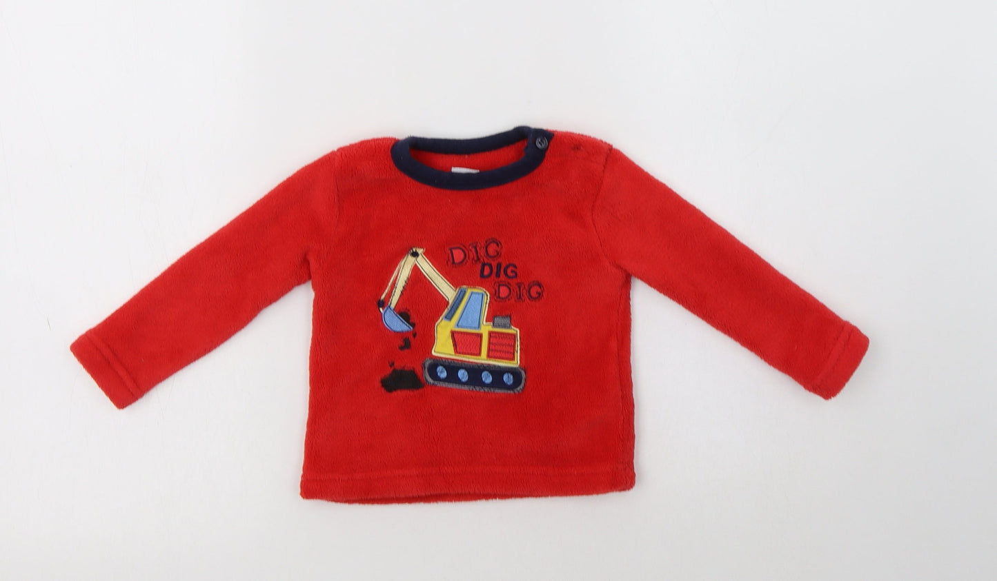Early Days Baby Red  Polyester  Pyjama Top Size 12-18 Months  Button - Digger