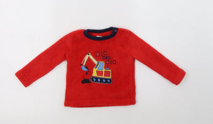 Early Days Baby Red  Polyester  Pyjama Top Size 12-18 Months  Button - Digger