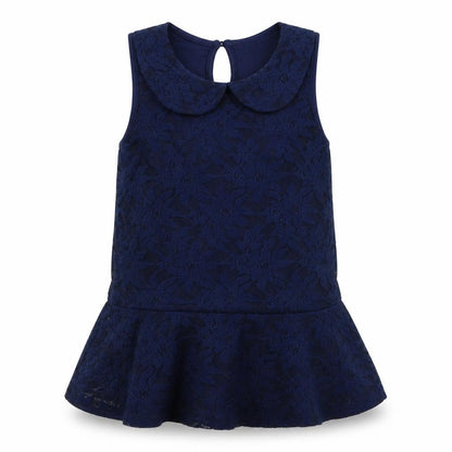 Front view of George girls’ blue floral polyester basic blouse, size 10-11, years collared button - peplum
