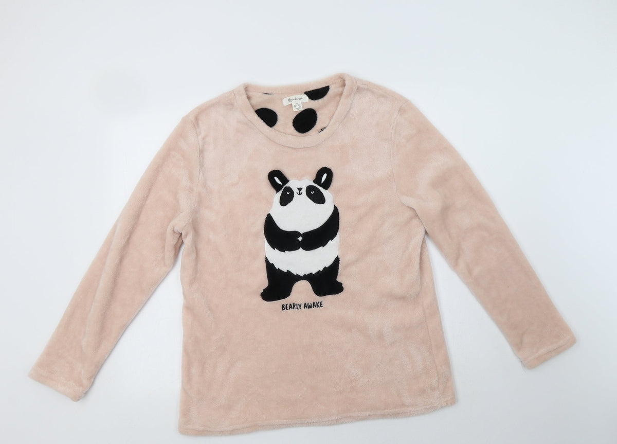 Additional front view of Primark women’s pink polyester top lounge set, size M, - panda