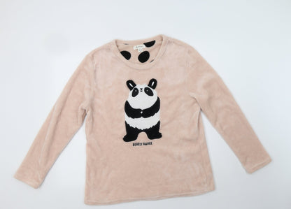 Additional front view of Primark women’s pink polyester top lounge set, size M, - panda