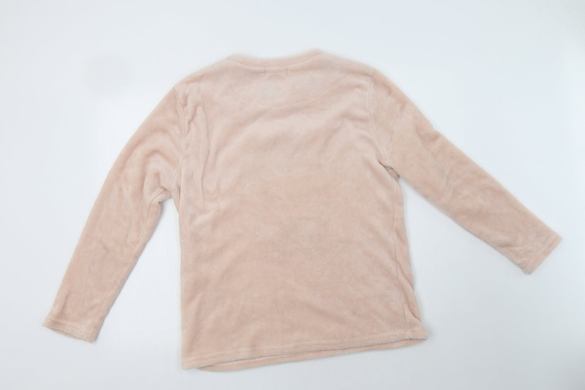 Back view of Primark women’s pink polyester top lounge set, size M, - panda