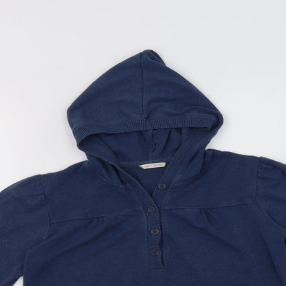 Night & Day Womens Blue  Cotton Henley Hoodie Size M  Button