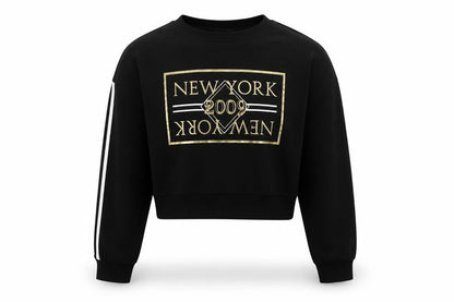 Front view of Select girls’ black cotton pullover sweatshirt, size 12-13, years - new york