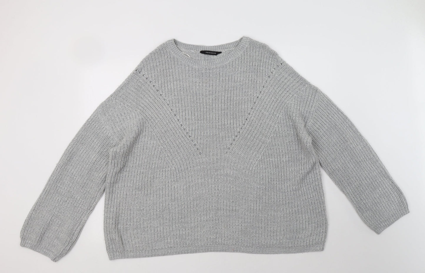 Womens UK Size XL Peacocs Grey Pullover Jumper