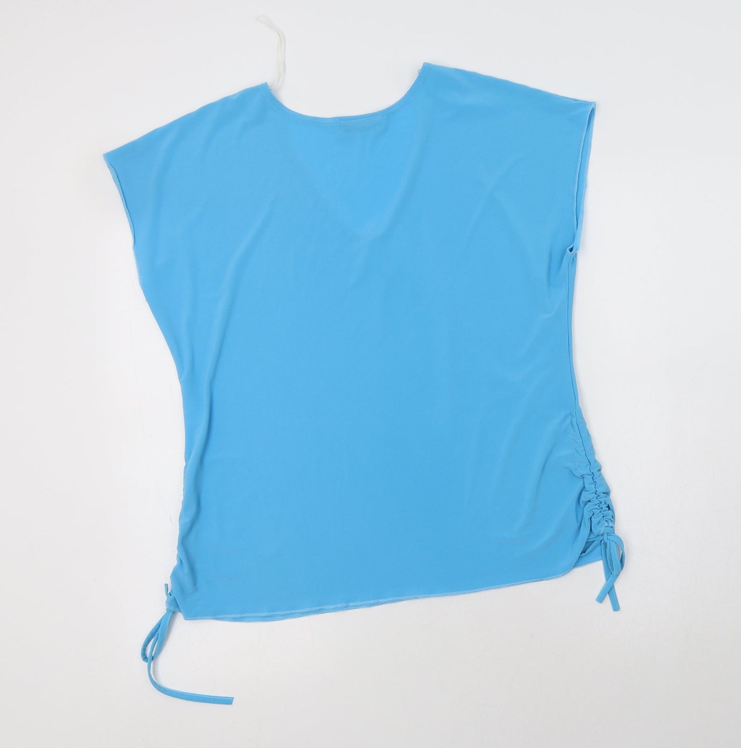 Xpose Womens Blue  Polyester Basic Blouse Size XL V-Neck - Ruched