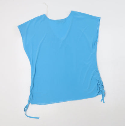 Xpose Womens Blue  Polyester Basic Blouse Size XL V-Neck - Ruched