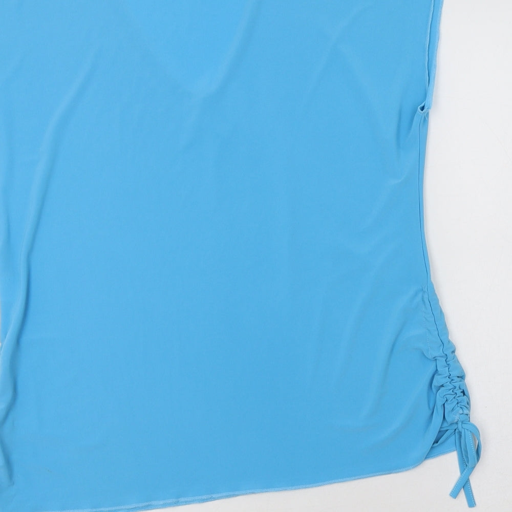 Xpose Womens Blue  Polyester Basic Blouse Size XL V-Neck - Ruched