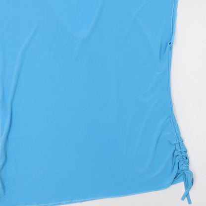 Xpose Womens Blue  Polyester Basic Blouse Size XL V-Neck - Ruched