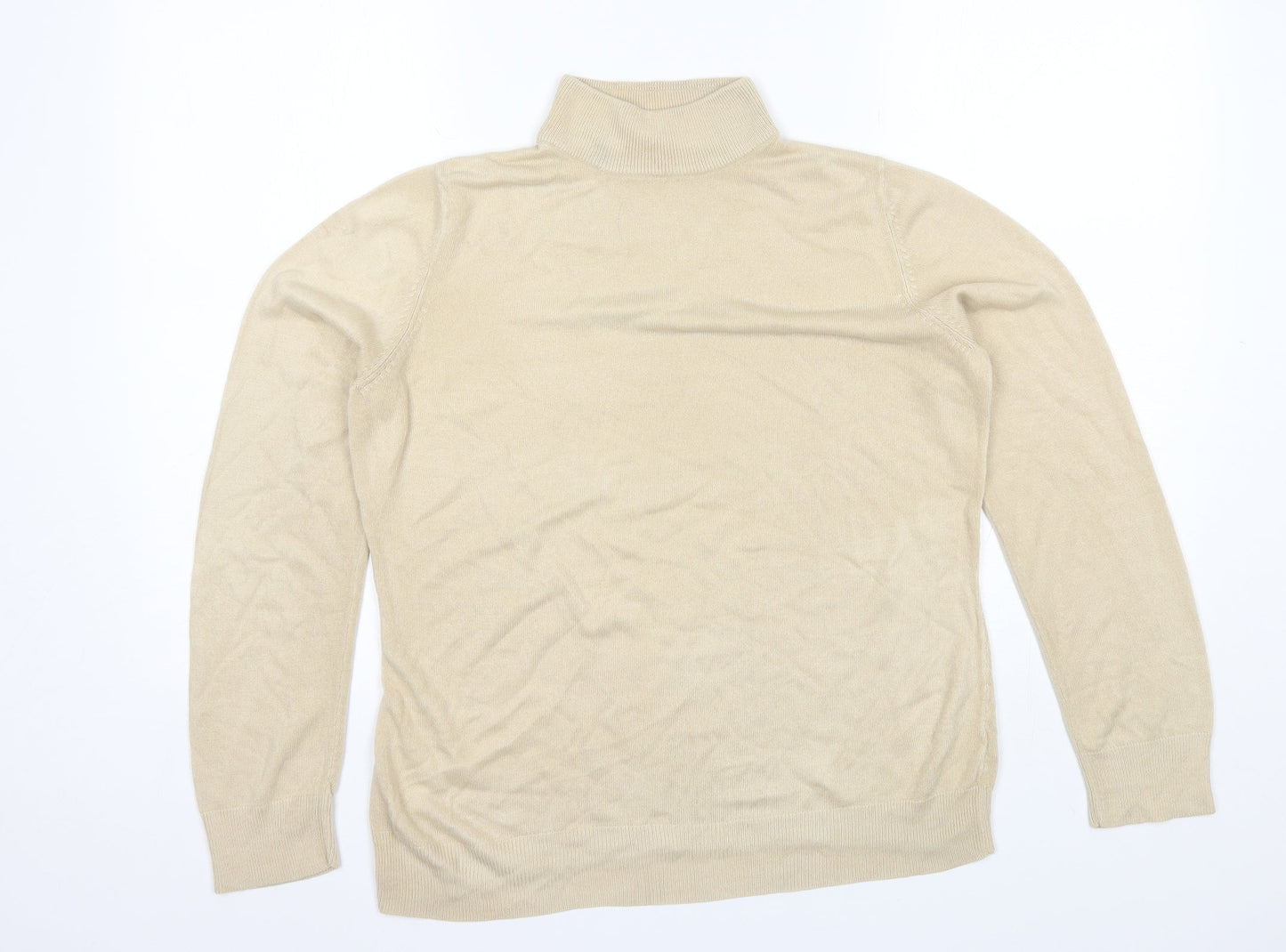 BHS Womens Beige Mock Neck  Acrylic Pullover Jumper Size 14